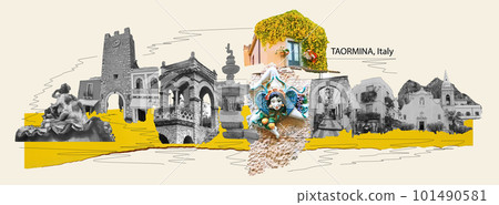 View over the street in Taormina, Sicily, Italy, Europe View over the street in Taormina, Sicily, Italy, Europe 101490581