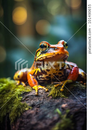 Frog in the forest closeup. Generative AI 101490655
