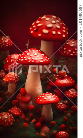 Fly agaric mushrooms. Generative AI Fly agaric mushrooms. Generative AI 101490687
