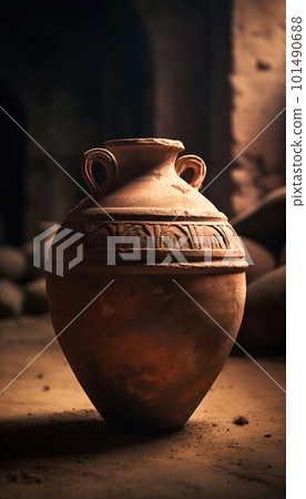 Vintage ancient archeologic amphora. Generative AI 101490688