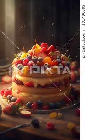 Fraisier fruit cake. Generative AI Fraisier fruit cake. Generative AI 101490695