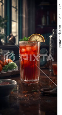 Bloody Mary cocktail in the pub. Generative AI Bloody Mary cocktail in the pub. Generative AI 101490746