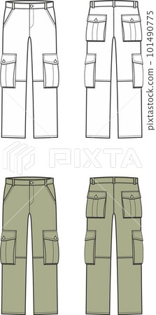 Mens safari pants. Fashion CAD.  101490775