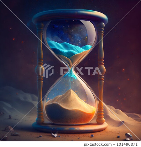Hourglass flow of time and space. Generative AI Hourglass flow of time and space. Generative AI 101490871