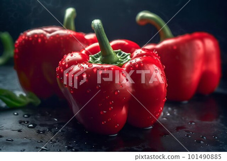 Fresh Red Bell Peppers. Generative AI Fresh Red Bell Peppers. Generative AI 101490885