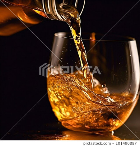 Pouring whisky into a glass. Generative AI Pouring whisky into a glass. Generative AI 101490887