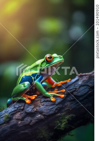 Frog in the forest closeup. Generative AI 101490910