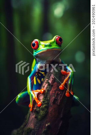 Frog in the forest closeup. Generative AI 101490961
