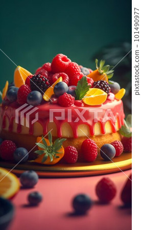 Fraisier fruit cake. Generative AI Fraisier fruit cake. Generative AI 101490977