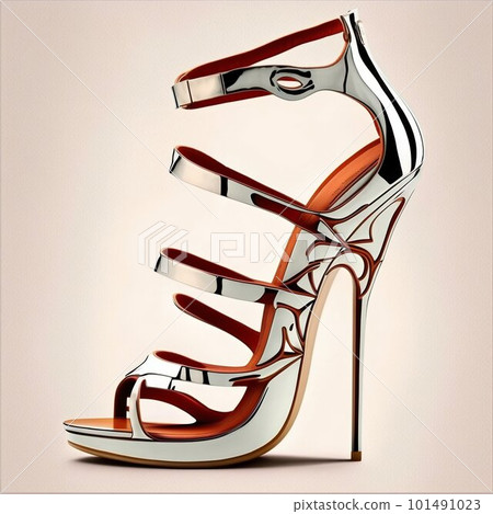 High heels louboutin sandals, stilettos with peep toe. Generative AI High heels louboutin sandals, stilettos with peep toe. Generative AI 101491023