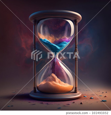 Hourglass flow of time and space. Generative AI Hourglass flow of time and space. Generative AI 101491032