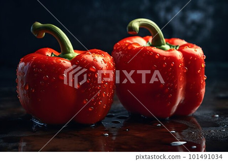 Fresh Red Bell Peppers. Generative AI Fresh Red Bell Peppers. Generative AI 101491034