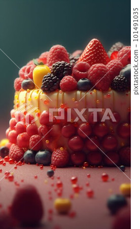 Fraisier fruit cake. Generative AI 101491035