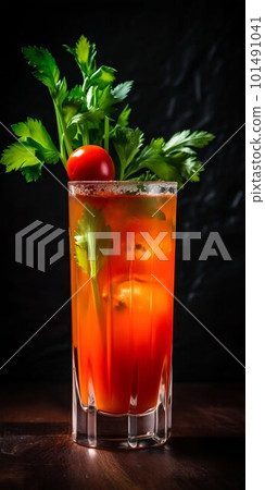 Bloody Mary cocktail in the pub. Generative AI Bloody Mary cocktail in the pub. Generative AI 101491041