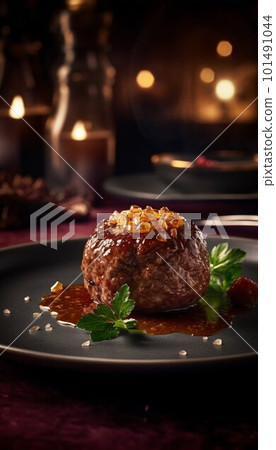 Meatballs served in restaurant. Generative AI Meatballs served in restaurant. Generative AI 101491044