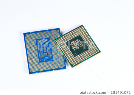 CPU : Central Processing Unit, Computer processor all bottom side, socket contact isolated on white background. CPU : Central Processing Unit, Computer processor all bottom side, socket contact isolated on white background. 101491071