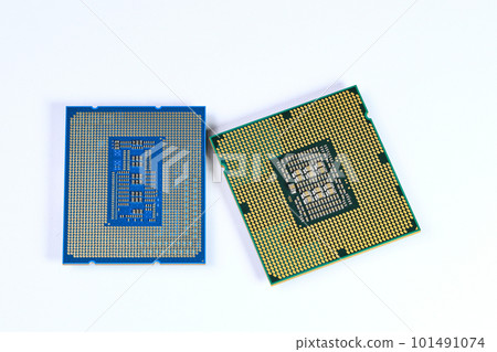 CPU : Central Processing Unit, Computer processor all bottom side, socket contact isolated on white background. CPU : Central Processing Unit, Computer processor all bottom side, socket contact isolated on white background. 101491074