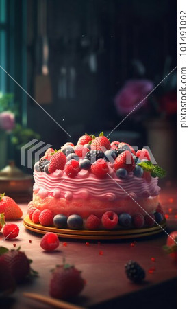 Fraisier fruit cake. Generative AI Fraisier fruit cake. Generative AI 101491092
