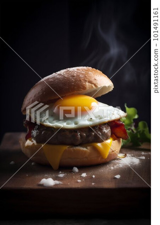 Burger on a brioche bun. Generative AI 101491161