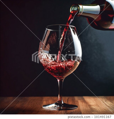 Pouring red wine into a wineglass. Generative AI Pouring red wine into a wineglass. Generative AI 101491167