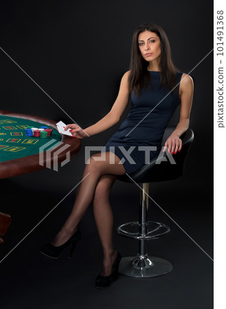 sexy woman with poker cards and chips sexy woman with poker cards and chips 101491368