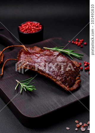 Delicious duck fillet or breast grilled or smoked with spices and salt 101491610