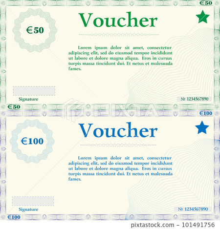 Voucher with abstract pattern  on a light yellow background 101491756