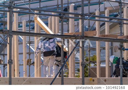 Construction site, craftsman, wooden construction Construction site, craftsman, wooden construction 101492168