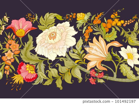 Fantasy flowers in art nouveau style, vintage, old, retro style. 101492197