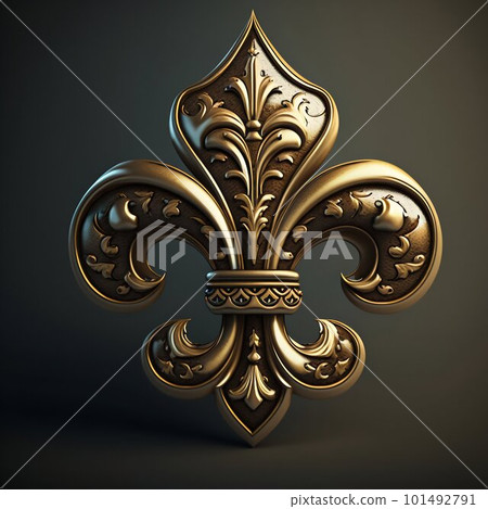 Royal gold fleur de lis ornament. Generative AI 101492791