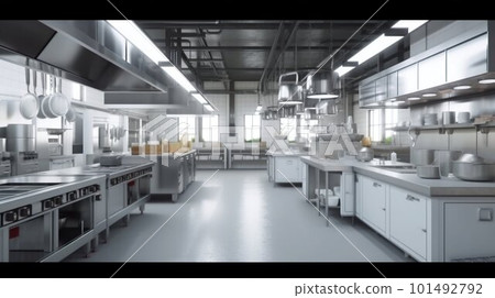 Industrial massive central kitchen. Generative AI 101492792