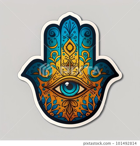 Hamsa hand symbol sticker. Generative AI 101492814