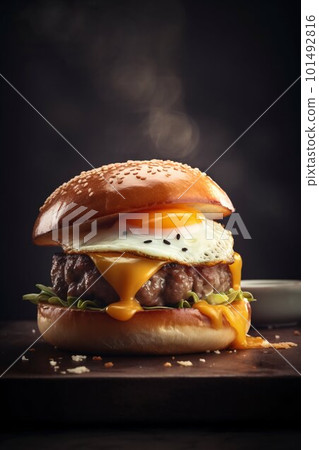 Burger on a brioche bun. Generative AI 101492816