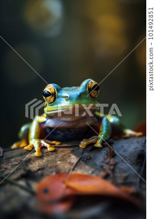 Frog in the forest closeup. Generative AI 101492851