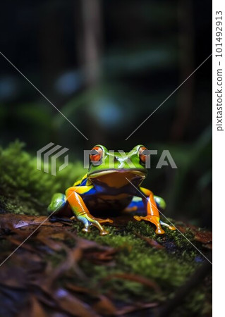 Frog in the forest closeup. Generative AI 101492913