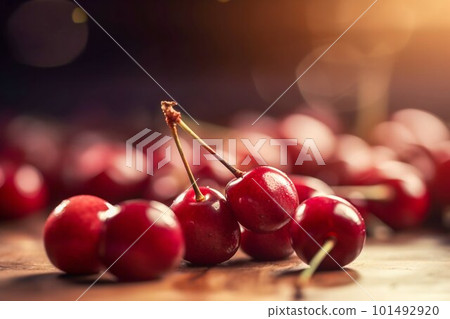 Cherry fruit closeup. Generative AI 101492920