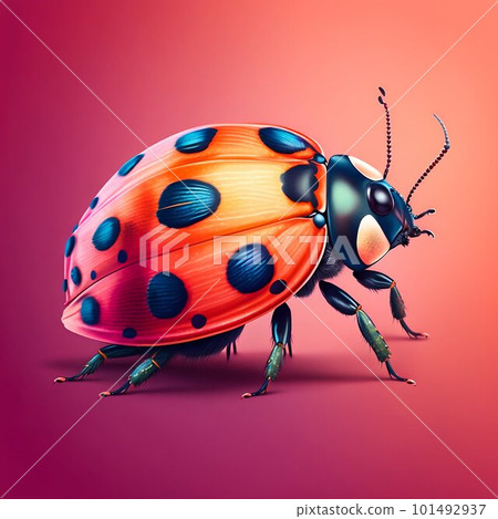Ladybug colorful illustration closeup. Generative AI 101492937
