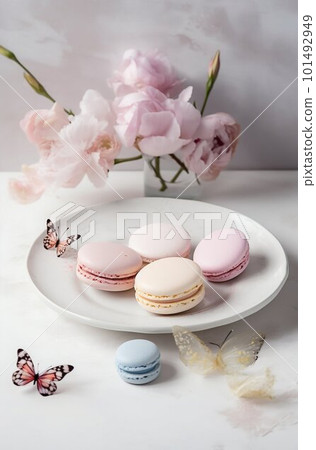 Macaroons sweet dessert. Generative AI Macaroons sweet dessert. Generative AI 101492949