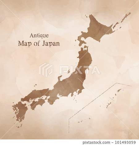 水彩風格古董日本地圖舊地圖 101493059