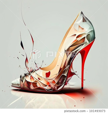 High heels louboutin sandals, stilettos with peep toe. Generative AI 101493073