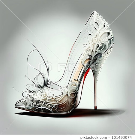 High heels louboutin sandals, stilettos with peep toe. Generative AI 101493074