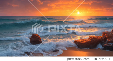 Sunset over the ocean 101493804