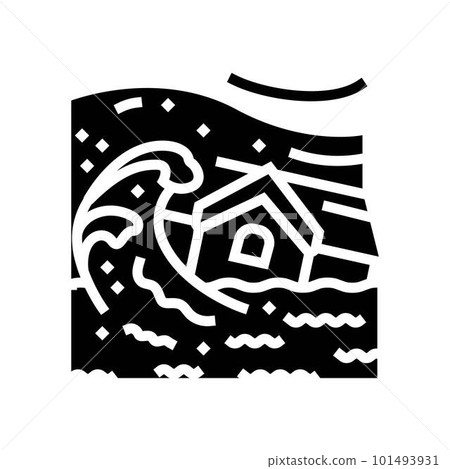 storm flood disaster glyph icon vector illustration storm flood disaster glyph icon vector illustration 101493931