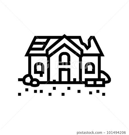 broken house disaster line icon vector illustration broken house disaster line icon vector illustration 101494206