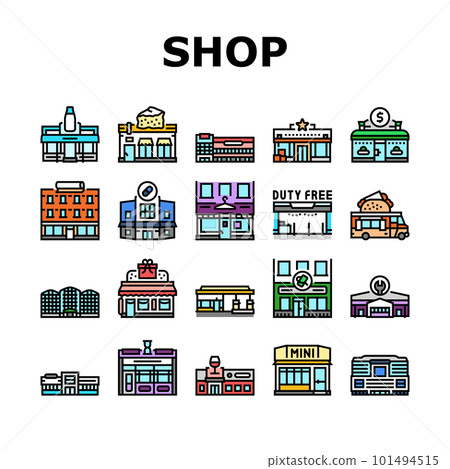 store shop retail web cart icons set vector 101494515