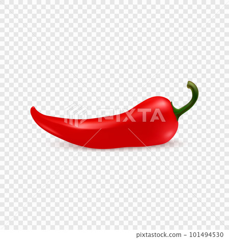 Vector 3d Realistic Red Hot Chili Pepper Icon Closeup Isolate. One, Single Fresh Chili Hot Pepper Design Template for Culinary Products and Recipes. Vector Illustration. Front View Vector 3d Realistic Red Hot Chili Pepper Icon Closeup Isolate. One, Single Fresh Chili Hot Pepper Design Template for Culinary Products and Recipes. Vector Illustration. Front View 101494530