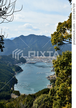 從山頂看到的白石湖[三重縣北室郡紀北町渡] 101494789