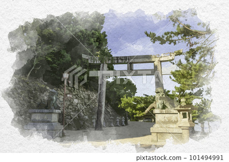Watercolor style Miyajima Itsukushima Shrine torii gate Hatsukaichi City, Hiroshima Prefecture Watercolor style Miyajima Itsukushima Shrine torii gate Hatsukaichi City, Hiroshima Prefecture 101494991
