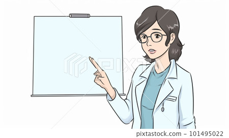 A woman explaining on a whiteboard AI image 101495022