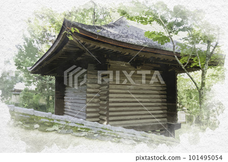 Watercolor style Miyajima Itsukushima Shrine treasure house Hatsukaichi City, Hiroshima Prefecture 101495054